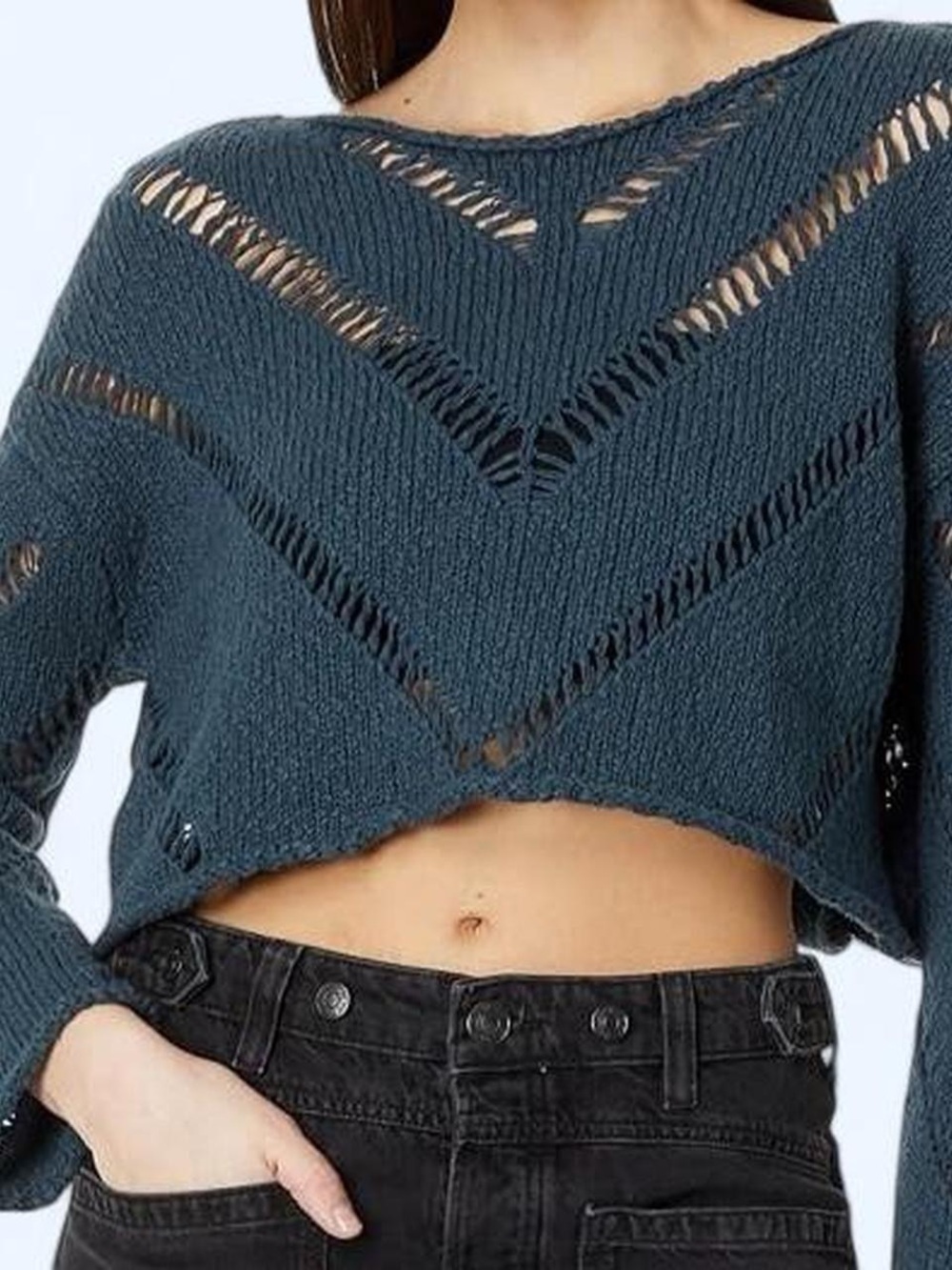 FREE PEOPLE - HAYLEY CROPPED
OPEN KNIT SWEATER